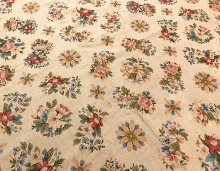 1900 antique continental needlepoint rug in large size w repeating design 0677