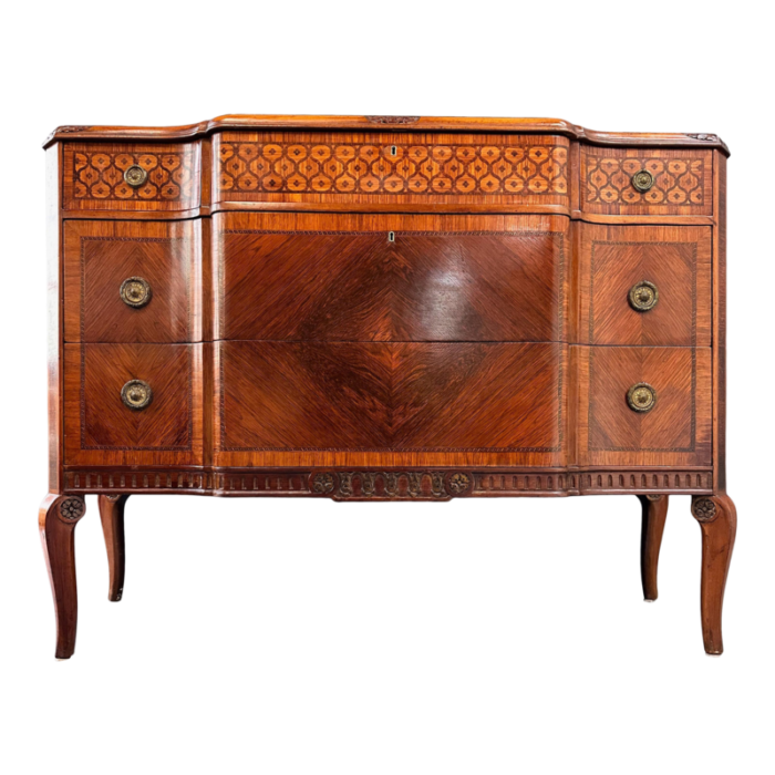 1900s italian louis xvi style marquetry commode imported by slack and rassnick 7697