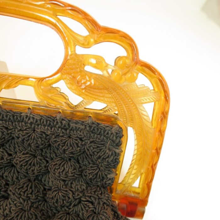 1920s art deco carved celluloid hand woven evening bag 3971