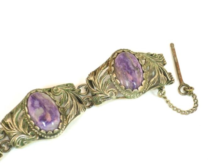 1920s art deco chinese silver and charoite bracelet 5973