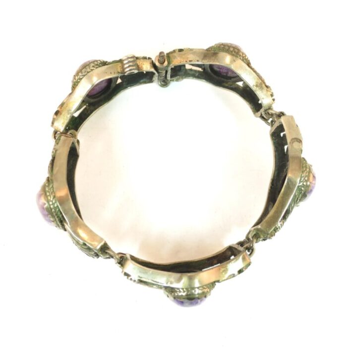 1920s art deco chinese silver and charoite bracelet 7002