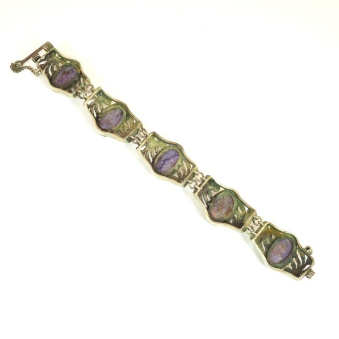 1920s art deco chinese silver and charoite bracelet 7630