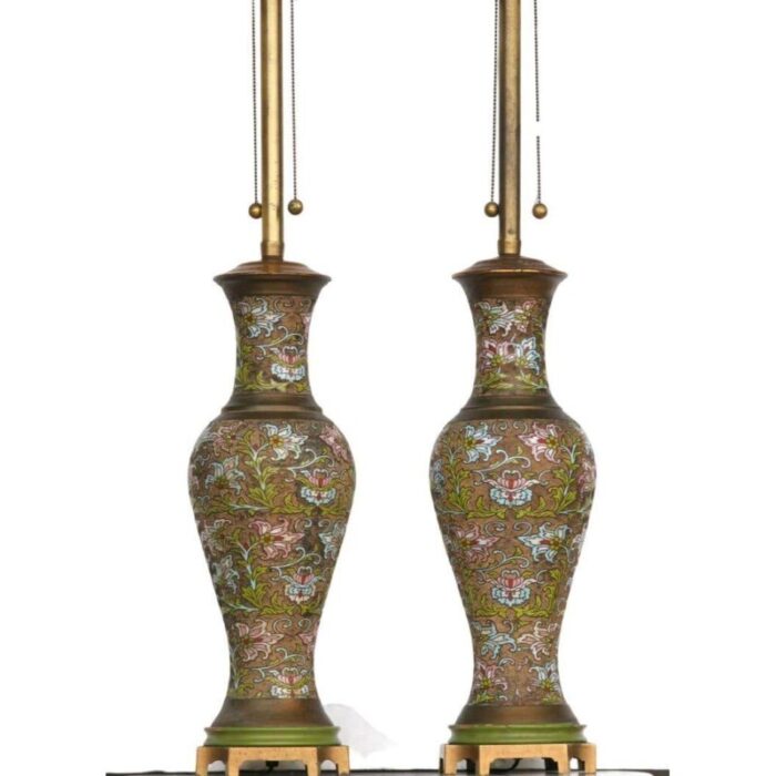 1920s chinese champleve cloisonne lamps a pair 1661