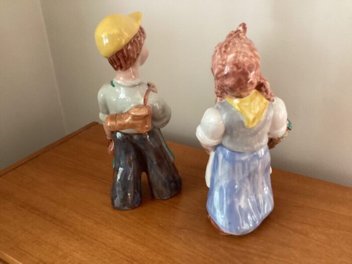 1930s hungarian art pottery of 2 figurines boy and girl or brother and sister 3936