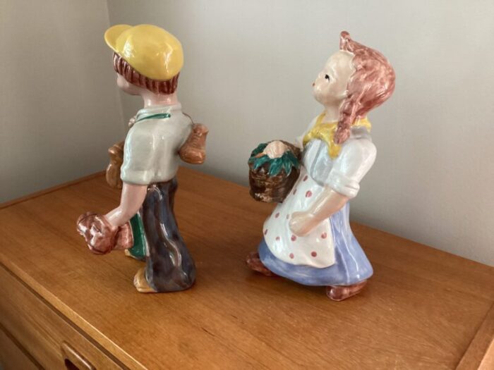 1930s hungarian art pottery of 2 figurines boy and girl or brother and sister 6620