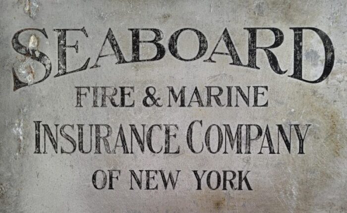 1940s seaboard fire and marine insurance company of new york industrial metal sign 4942