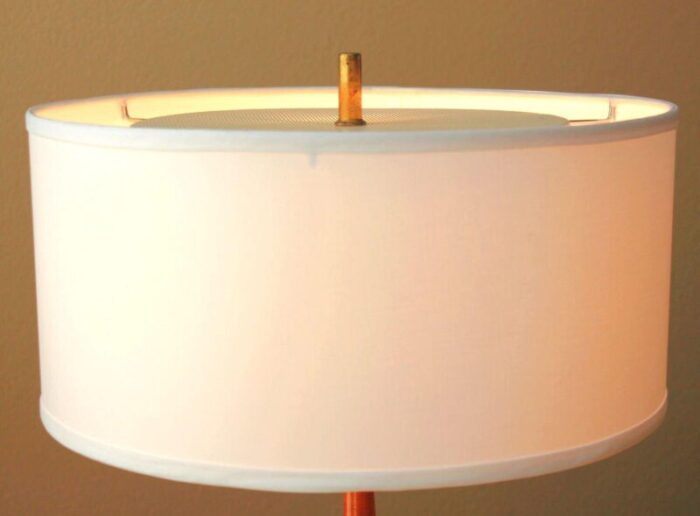 1950s mid century danish modern brass walnut tripod table lamp gerald thurston lightolier style 5302