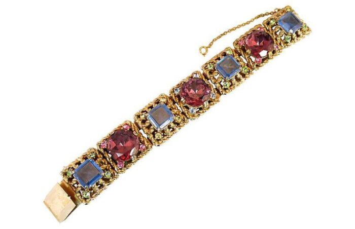 1950s rose pink crystal bracelet 3399