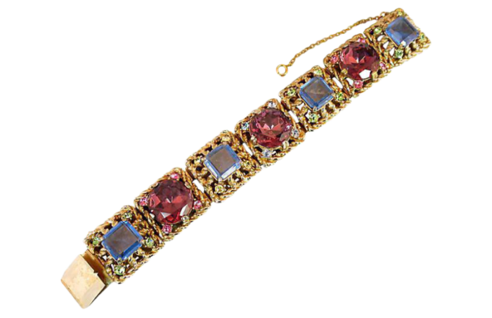 1950s rose pink crystal bracelet 6946