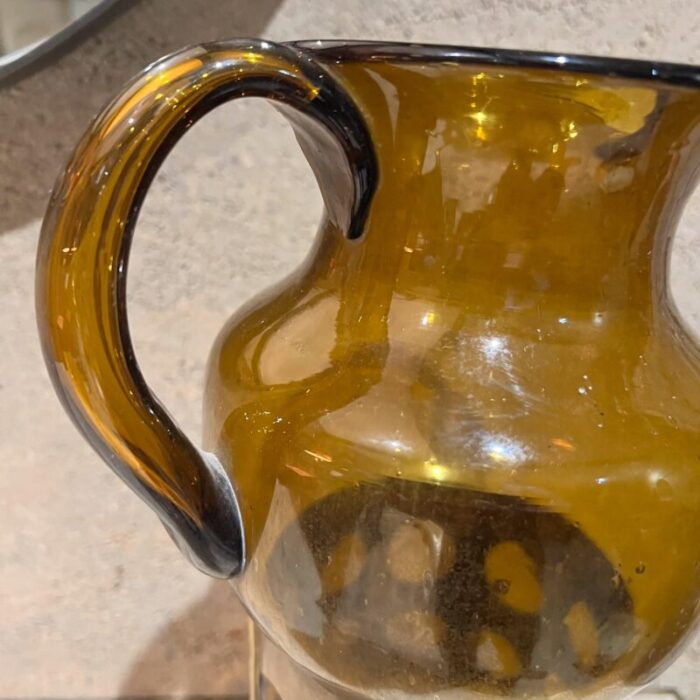 1960s feders amber caged glass pitcher f delfinger mexico 8473