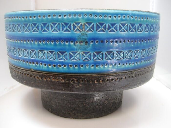 1960s mid century modern aldo londi rimini blue console bowl by bitossi italy 7100