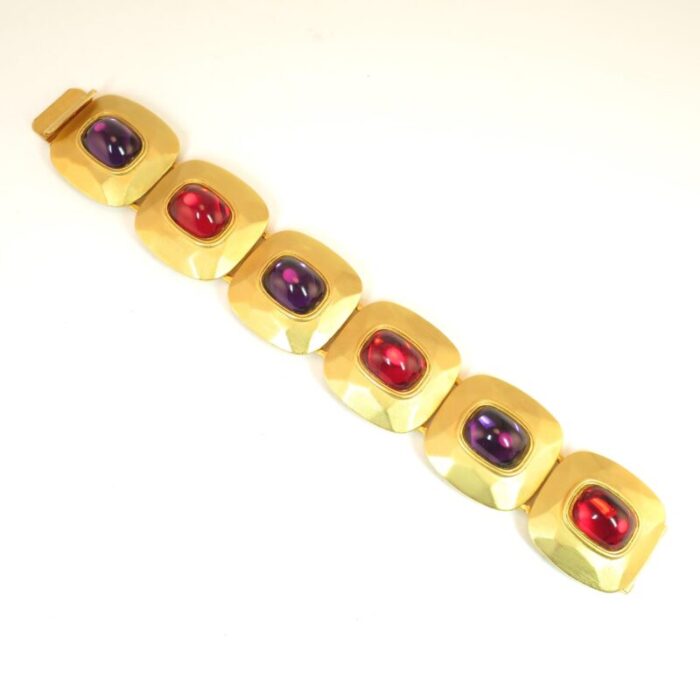 1960s mid century modern designer jewel tone bracelet and earrings 5 pieces 1837