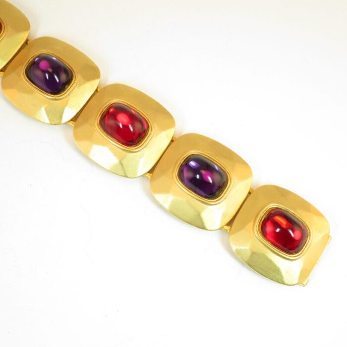 1960s mid century modern designer jewel tone bracelet and earrings 5 pieces 2581