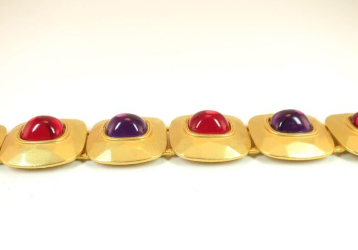 1960s mid century modern designer jewel tone bracelet and earrings 5 pieces 5807