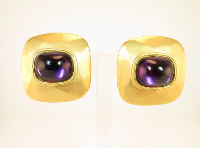 1960s mid century modern designer jewel tone bracelet and earrings 5 pieces 5850