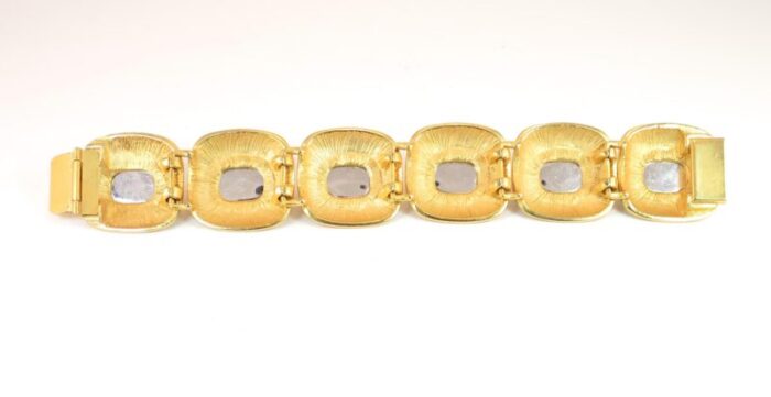 1960s mid century modern designer jewel tone bracelet and earrings 5 pieces 9797