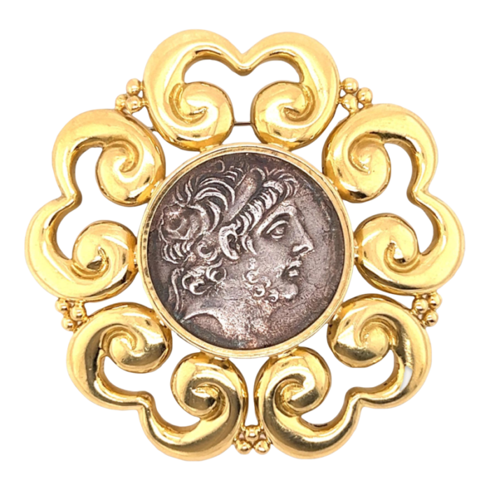 1970s elizabeth gage roman coin brooch 7326