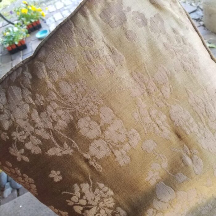 1970s golden olive brown floral jacquard sofa 4994