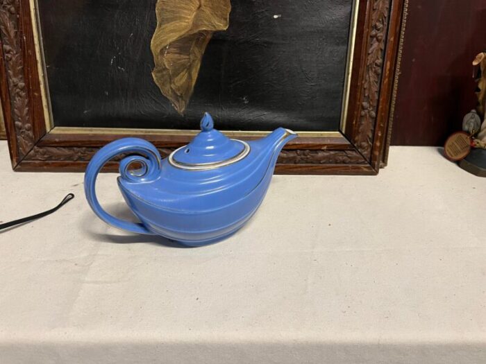 1970s vintage hall blue ceramic tea pot 7064