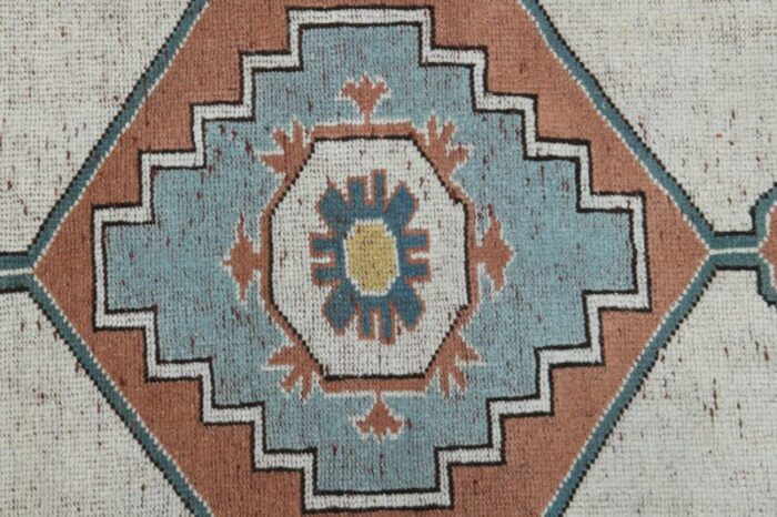 1970s vintage turkish handmade wool and cotton orange area rug 1038