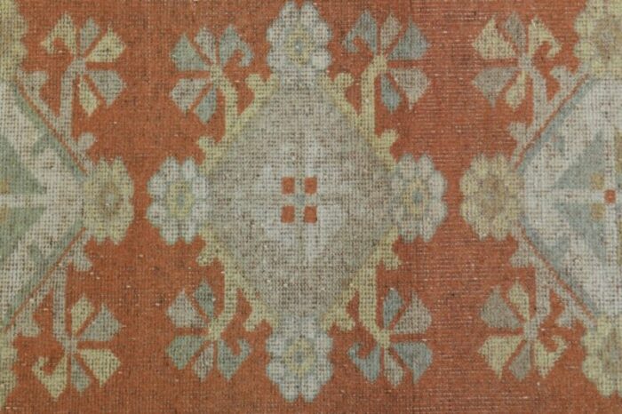 1970s vintage turkish handmade wool and cotton orange area rug 3531