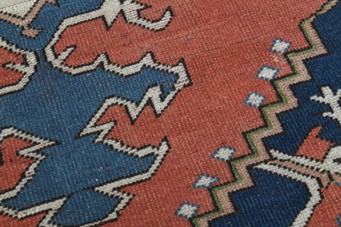 1970s vintage turkish handmade wool and cotton orange area rug 5068