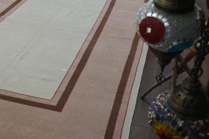 1970s vintage turkish handmade wool and cotton pink area rug 4747