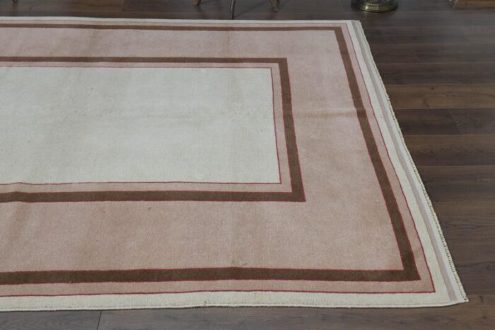 1970s vintage turkish handmade wool and cotton pink area rug 5320