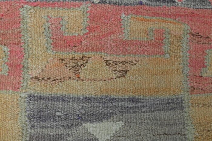 1970s vintage turkish handmade wool and cotton pink runner rug 5971