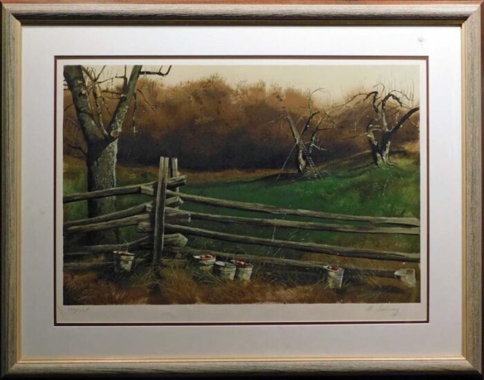 1980s adolf sehring pruning hand signed fine art print framed 2735