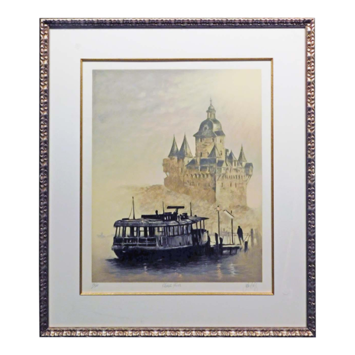 1980s john kelly rhine river fine art lithographserigraph framed 8614