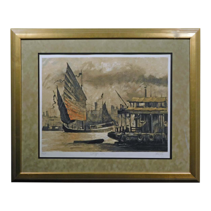 1980s john kelly wangpu riversigned fine art lithographserigraph framed china suite 8039