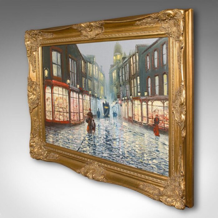 1980s large vintage edwardian street painting 0453