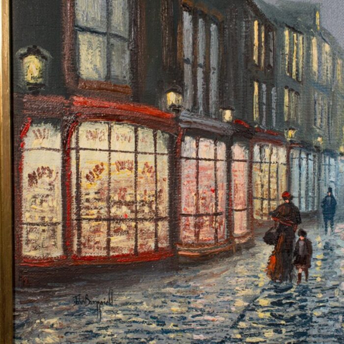 1980s large vintage edwardian street painting 2786