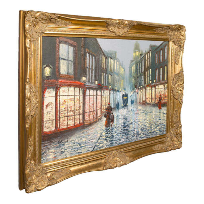 1980s large vintage edwardian street painting 2798