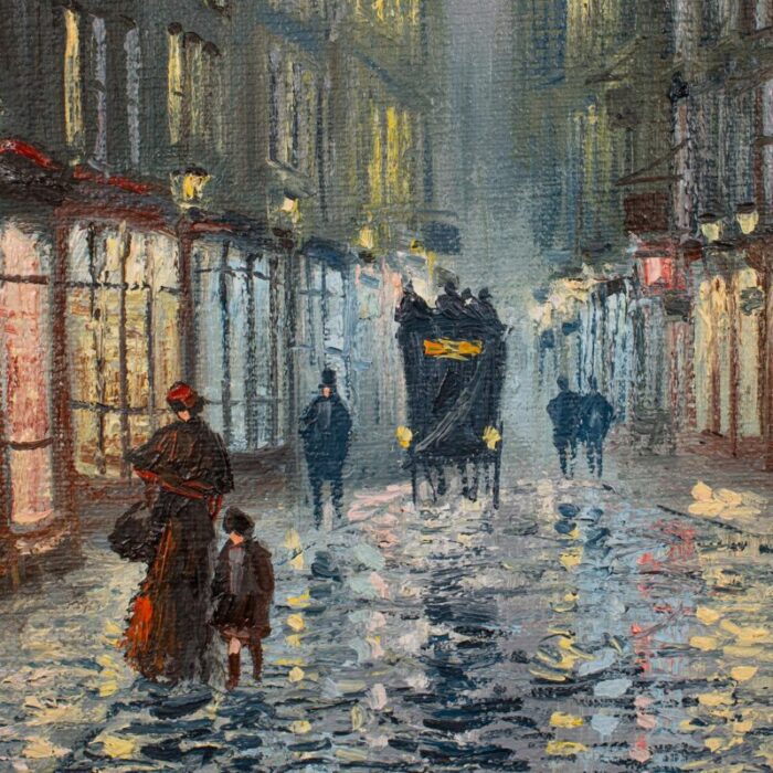 1980s large vintage edwardian street painting 8899