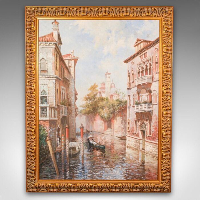 1980s large vintage venetian painting 1892