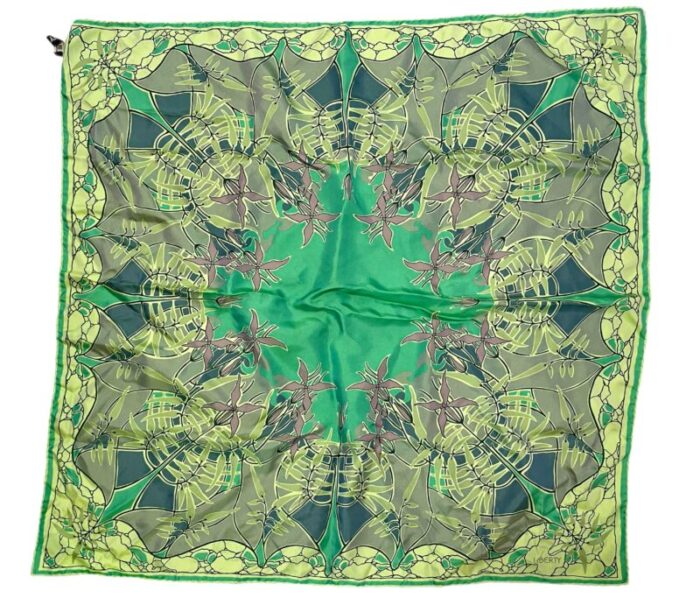 1980s liberty of london green silk scarf 2790