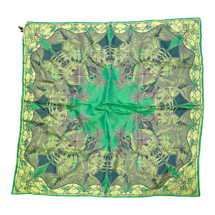 1980s liberty of london green silk scarf 5176