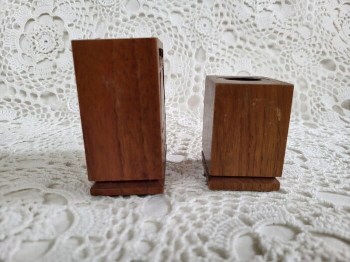 1980s pair of wooden engraved sailboat office organizers 8742