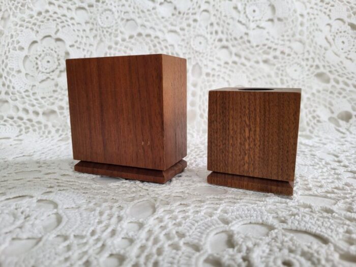 1980s pair of wooden engraved sailboat office organizers 9499