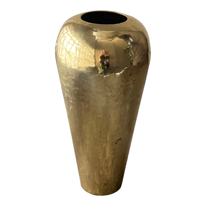 1980s postmodern brass urn shaped floor vase 0408