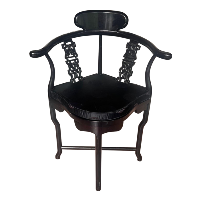 1990s asian black lacquered corner chair 1685