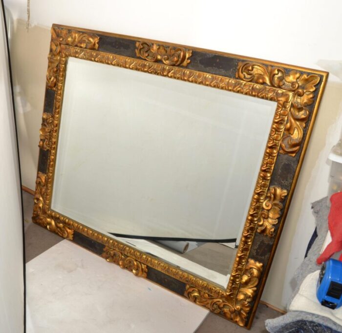 1990s ralph lauren polo american neoclassical black gilt wood wall mirror rectangle 0110