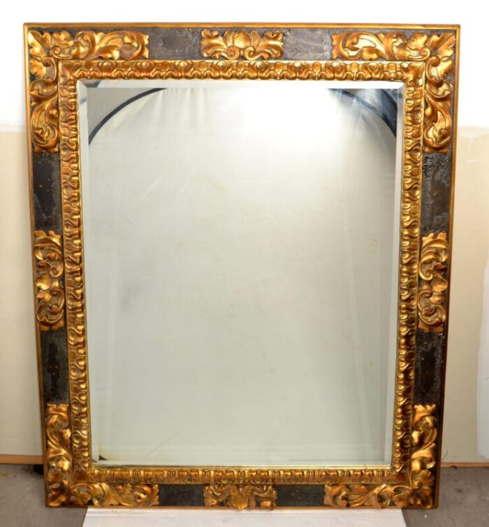 1990s ralph lauren polo american neoclassical black gilt wood wall mirror rectangle 7667