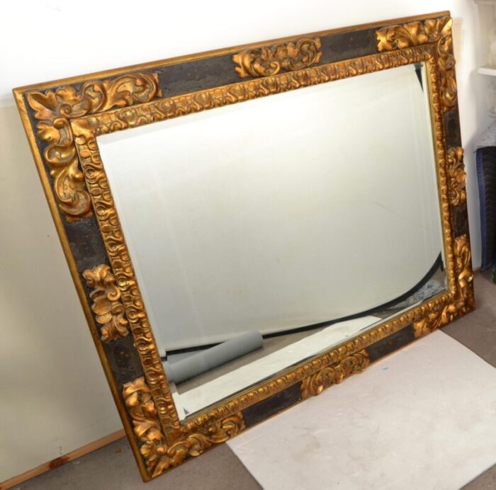 1990s ralph lauren polo american neoclassical black gilt wood wall mirror rectangle 9154