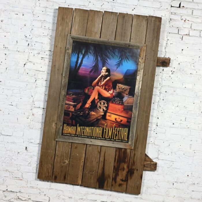 1998 hawaii international film festival movie poster on large scale rustic wood mount 0040