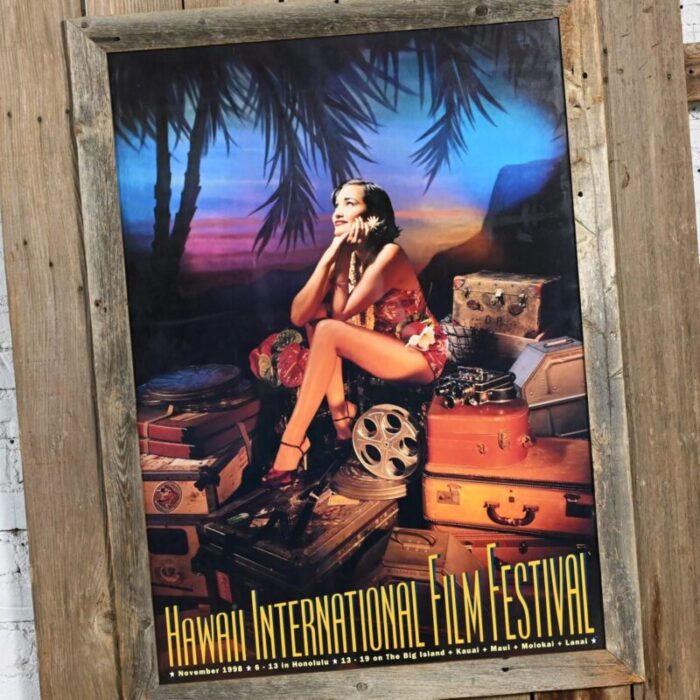 1998 hawaii international film festival movie poster on large scale rustic wood mount 4515