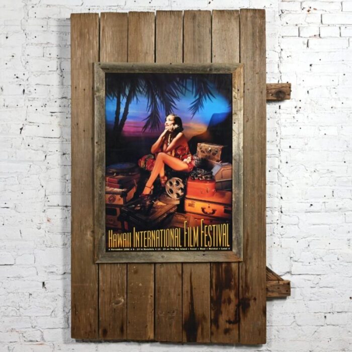 1998 hawaii international film festival movie poster on large scale rustic wood mount 4907