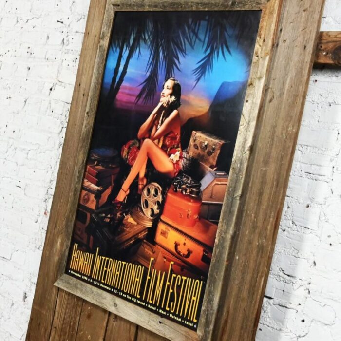 1998 hawaii international film festival movie poster on large scale rustic wood mount 8356